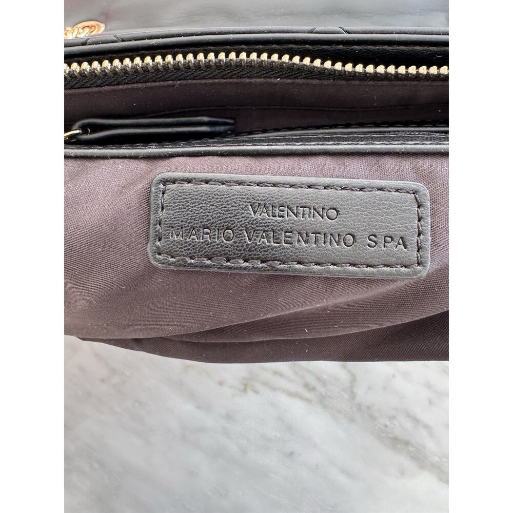 NWOT Valentino by Mario Valentino Ada Quilted Black Leather Bag Gold Chain Logo - Picture 6 of 7